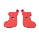 Wooden Christmas Pendants Charms (10 Random Shapes) 2.5 to 3.3 CM Range For Jewellery Making DIY Crafts Key Chains Gifts Decoration